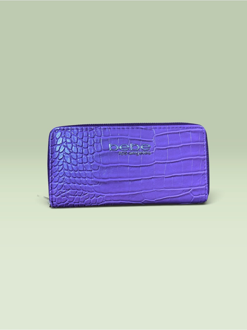 NWOT Bebe Purple Croc-Embossed Zip Wallet